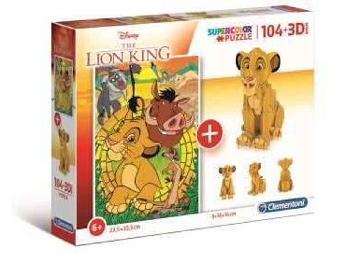 Puzzle 3D CLEMENTONI Lion King (104 Piezas - Edad mínima: 3 años)