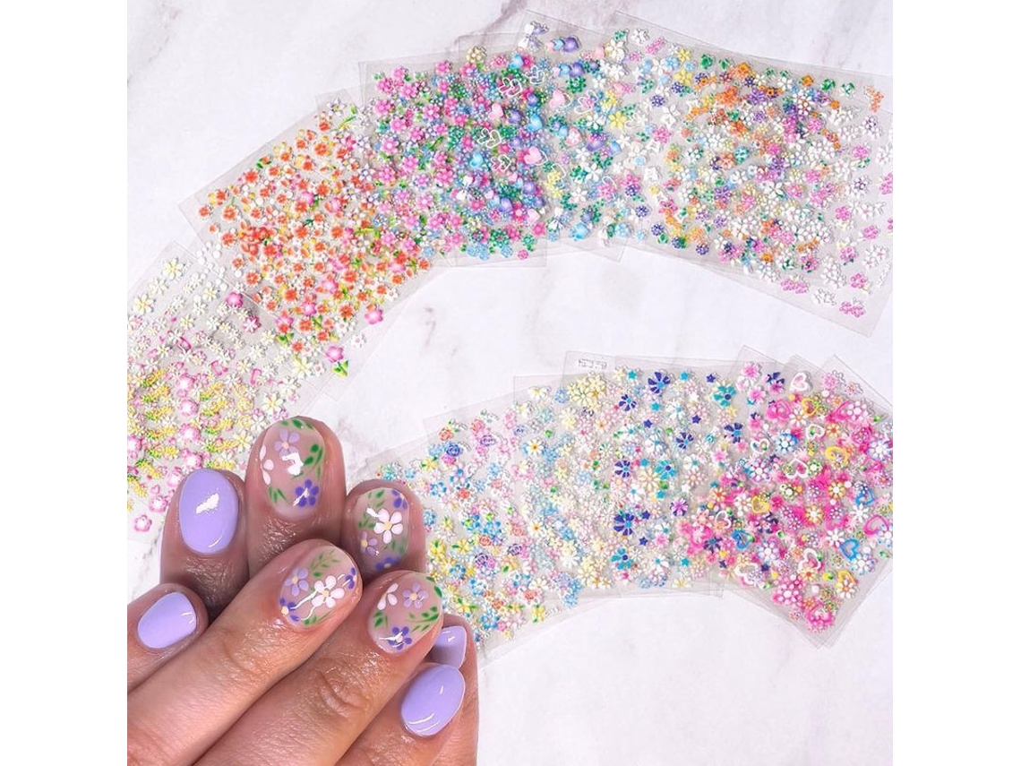 30 Láminas De Pegatinas Para Uñas Con Flores, Autoadhesivas, Bonita Decoración Para Uñas Acrílicas.