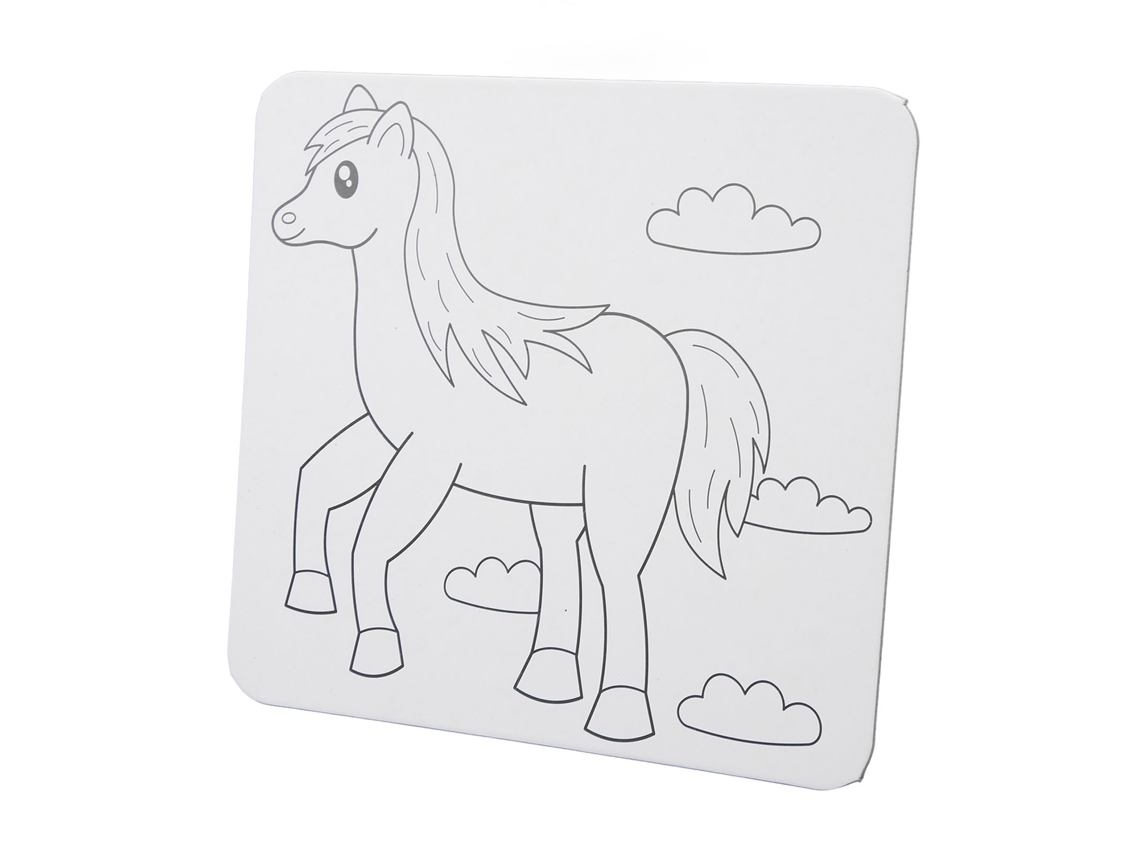 Lienzo Prediseñado Con Contorno De Animal Para Que Los Niños Pinten (diy) - Caballo De Dibujo Con Soporte Empotrado