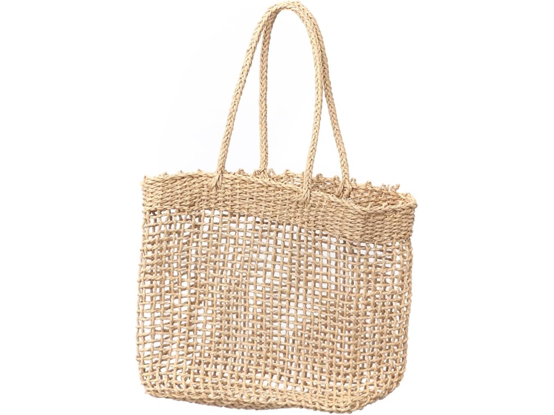 Bolsa Transversal Feminina Leve Em Palha Trançada Cáqui, Criativa E Exclusiva.