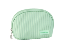 Neceser de maquillaje para mujer, diseño de media luna, impermeable, portátil, color verde (16 x 13,5 x 5 cm)