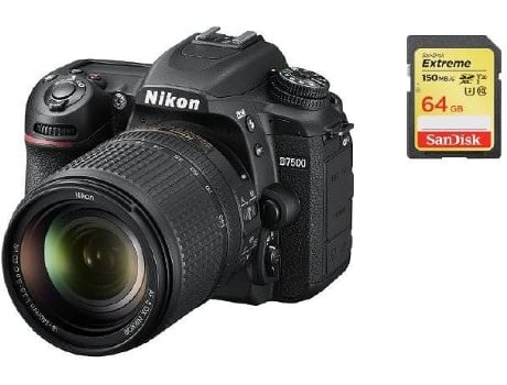 Kit Cámara Réflex NIKON D7500 AF-S 18-140MM F3.5-5.6G ED VR DX + Tarjeta SD de 64GB