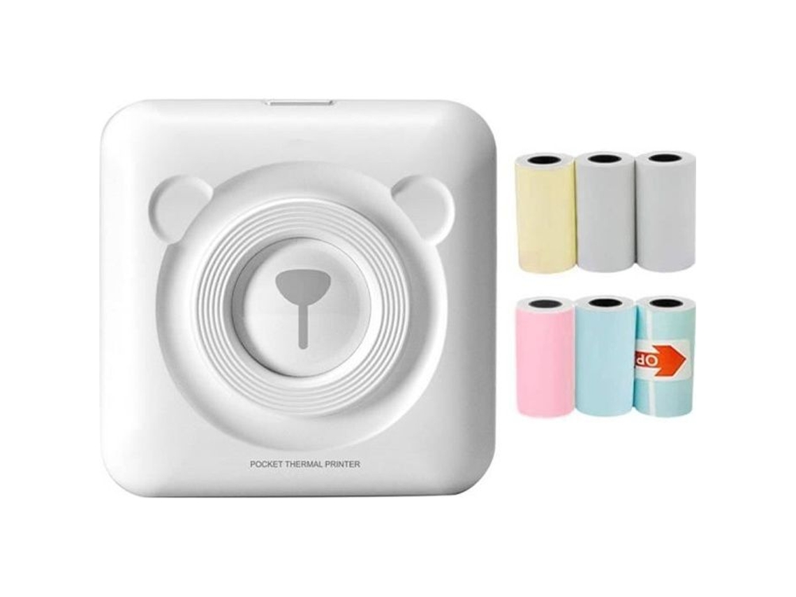 Mini impresora fotográfica - BT - 6 rollos de papel térmico - Blanco SIN MARCA