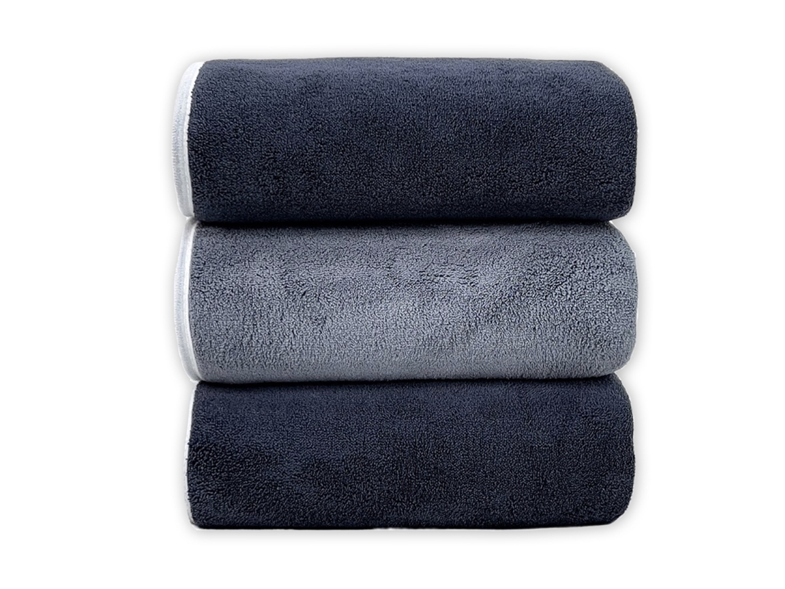 Juego De Toallas De Baño De Forro Polar Coral, Tamaño (70*140), Gris Y Negro. Czhhmart