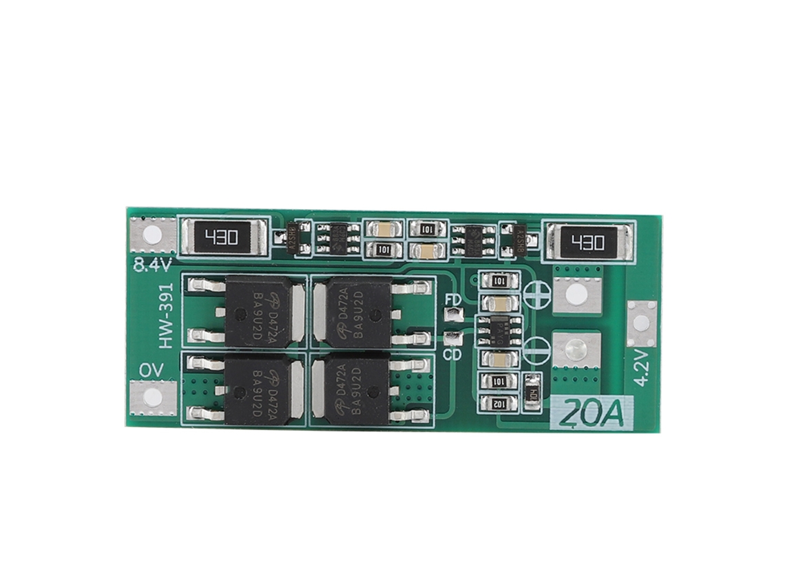 Placa De Protección Para Batería De Litio 18650 2s Hw-391 Con Balance De Cc, Descarga Continua De 8,4-9 V Y 20 A