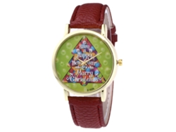 Reloj De Pulsera De Cuarzo Con Correa De Cuero Pu Moda Navideño Zhoulianfa Marrón