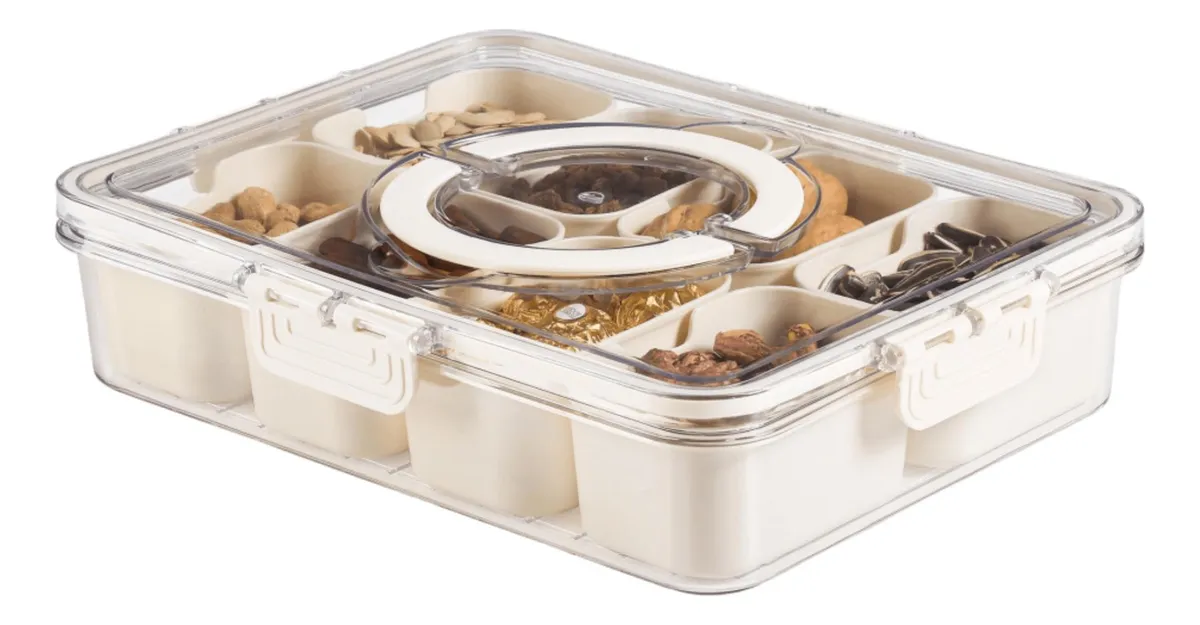Bandeja para servir dividida Bandesun con tapa y asa Snackleslowmoose