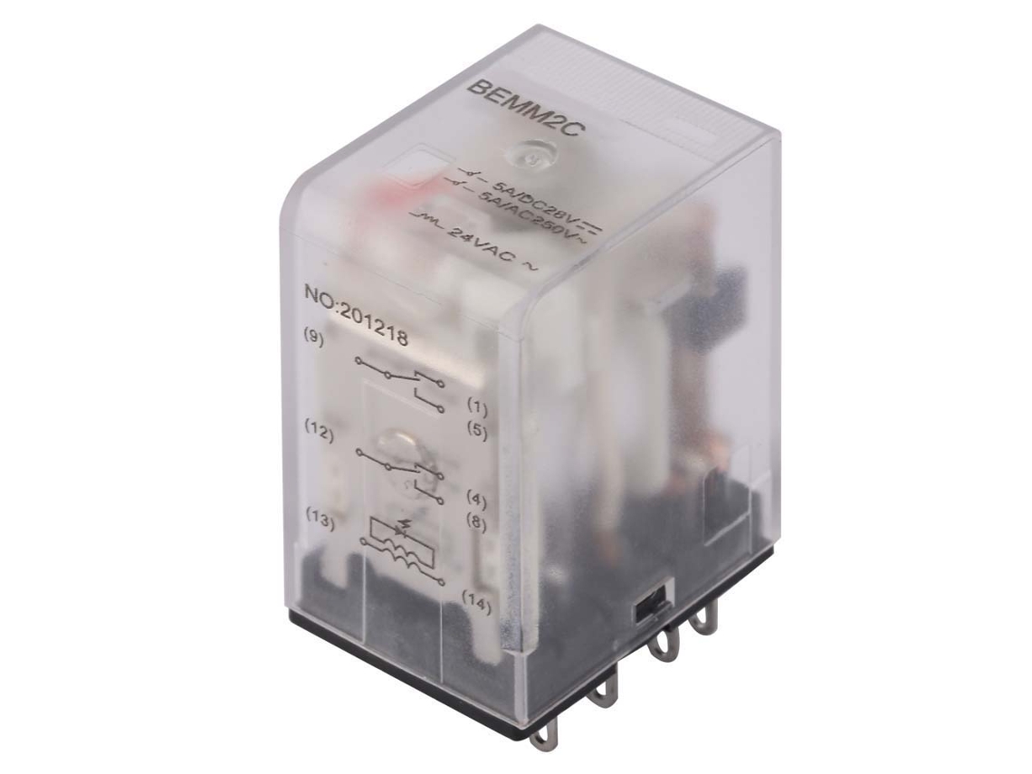Relé Intermedio Electromagnético Bemm2c 8 Pin 5a 24vac Mini Potencia