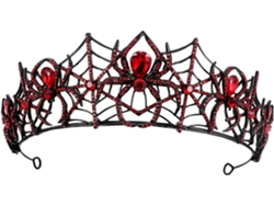 Tiara Gótica Em Forma De Aranha, Preta Com Strass Vermelho, Para Homens E Mulheres, Tamanho Único.