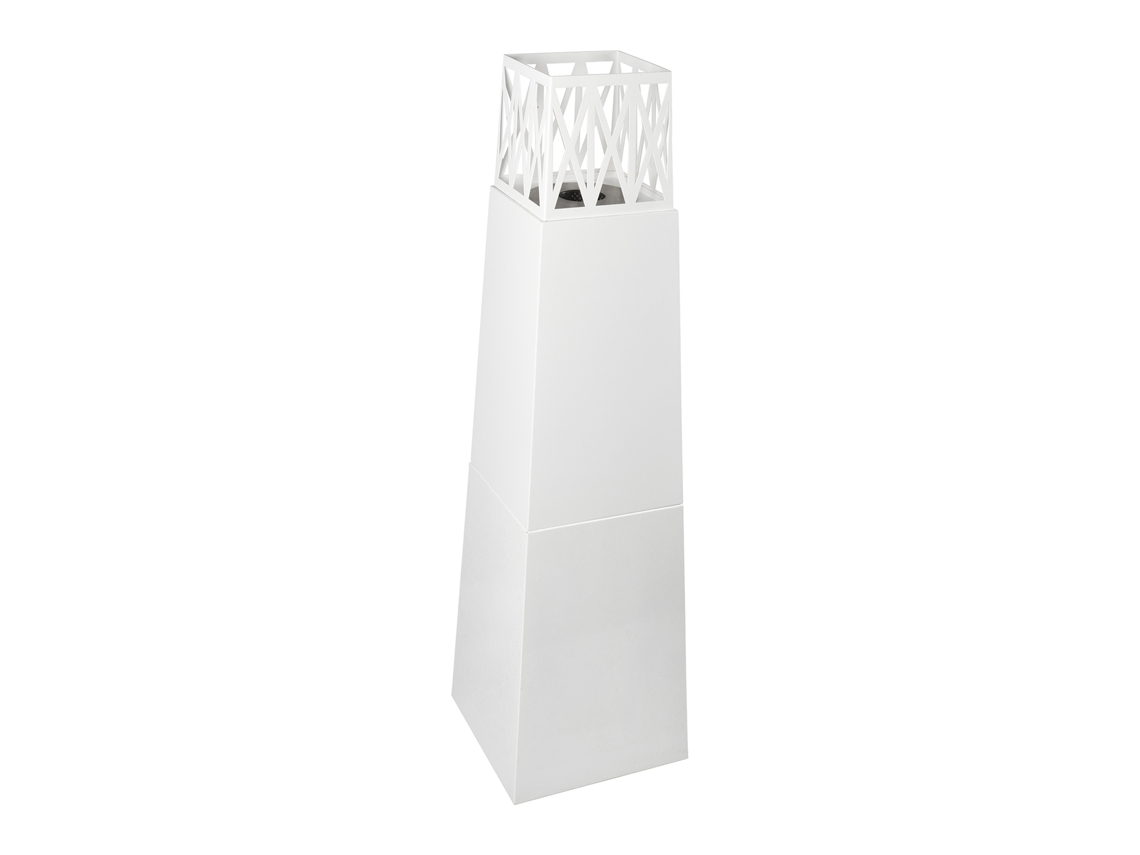 Biochimenea de Suelo KEKAI Mauna Loa 40X40X145 Cm Con Quemador de Acero Inoxidable Y Accesorio Apagallamas Color Blanco