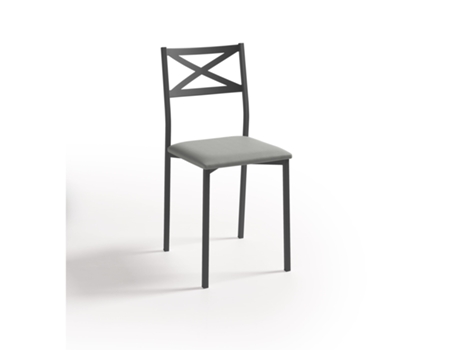 Silla de cocina Negra Bilbao 38x86x47cm Polipiel Plata FANMUEBLES