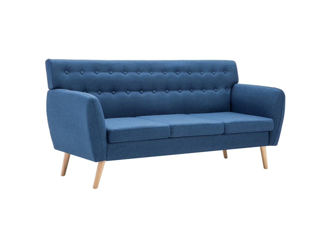 Sofá de 3 plazas, tapizado en tela, 172x70x82 cm, azul, MAISON EXCLUSIVE