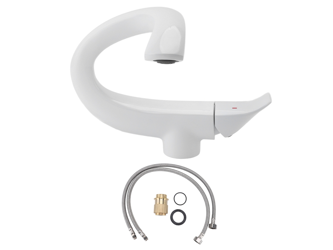 Grifo de lavabo moderno, sencillo y ajustable de cobre blanco