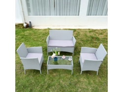 Conjunto de muebles de jardín Racingreat de ratán gris (2 sillones, 1 sofá doble y 1 mesa)
