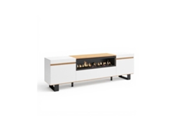 Mueble Tv Kavos Up Chimenea Blanco - Roble Arena 203x57x34,6 cm