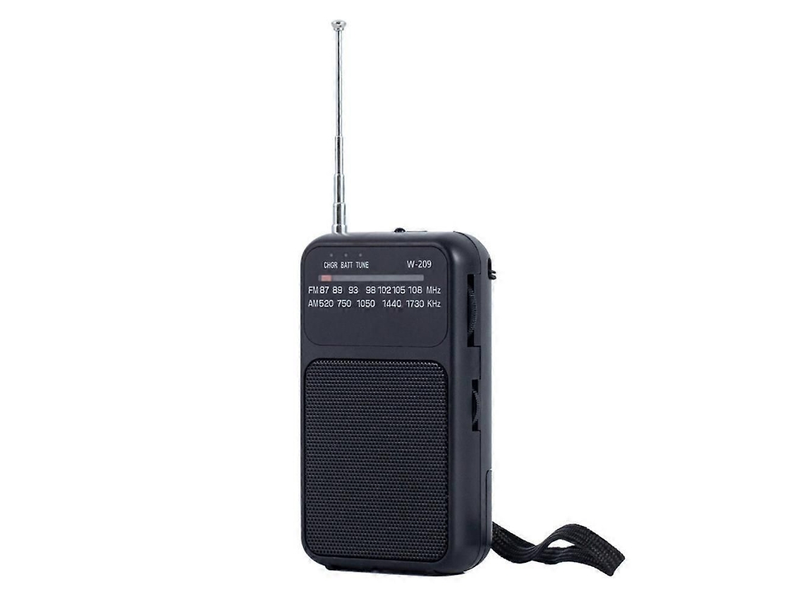 Radio estéreo portátil AM/FM GOKOCO con antena telescópica.