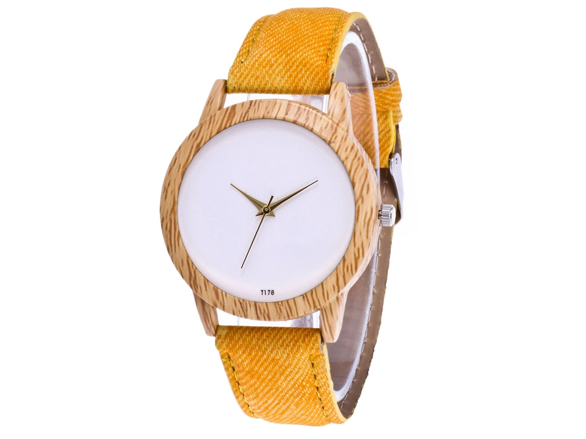 Reloj De Pulsera De Cuarzo Informal Con Correa Vaquera Para Hombre Y Mujer, Amarillo, Zhoulianfa