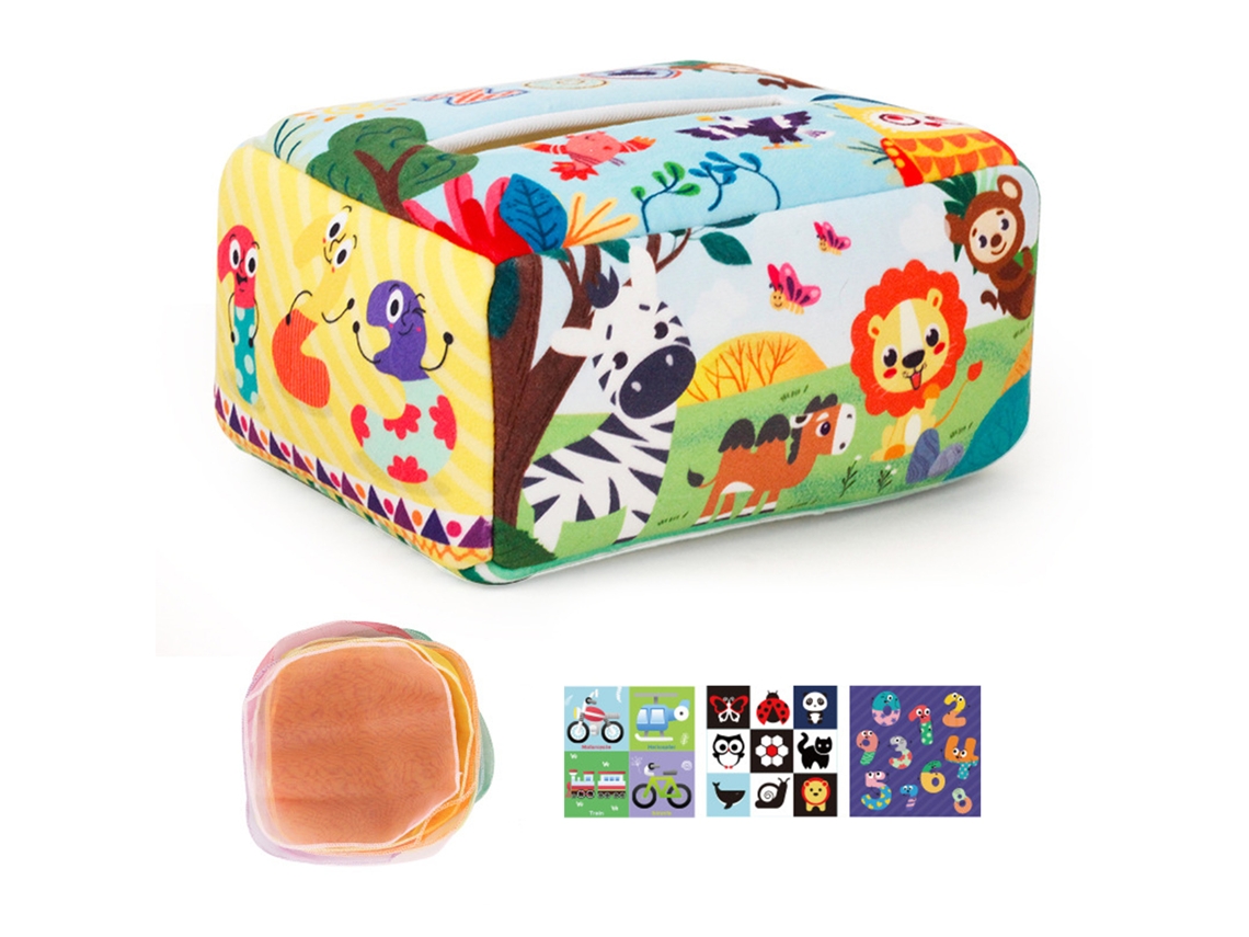 Jinwei-juguete Caja De Pañuelos Bebé Juguetes Sensoriales Coloridos Para Bebés Y Niños Pequeños Bosque Animales
