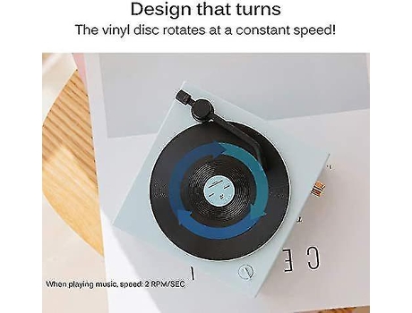 Altavoz Bluetooth para Tocadiscos de Vinilo Altavoz Inalámbrico para Escritorio Retro Portátil Tarjeta Bluetooth 5.0 TF/AuxColor Rosa BISBISOUS