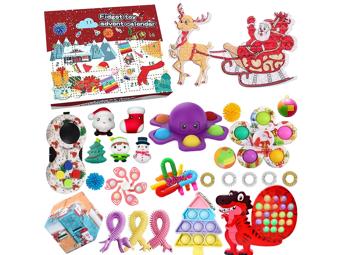 Calendario de Adviento navideño con burbujas antiestrés sensoriales