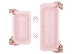 Escurridor extensible Rebe-Gluer para lavar verduras, frutas y escurrir masa - Imprescindible en la cocina - Rosa