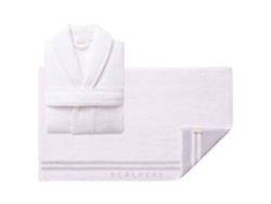 Albornoz S-M y Alfombrilla de Baño 50x80cm SCALPERS Home 100% Algodón (Blanco)