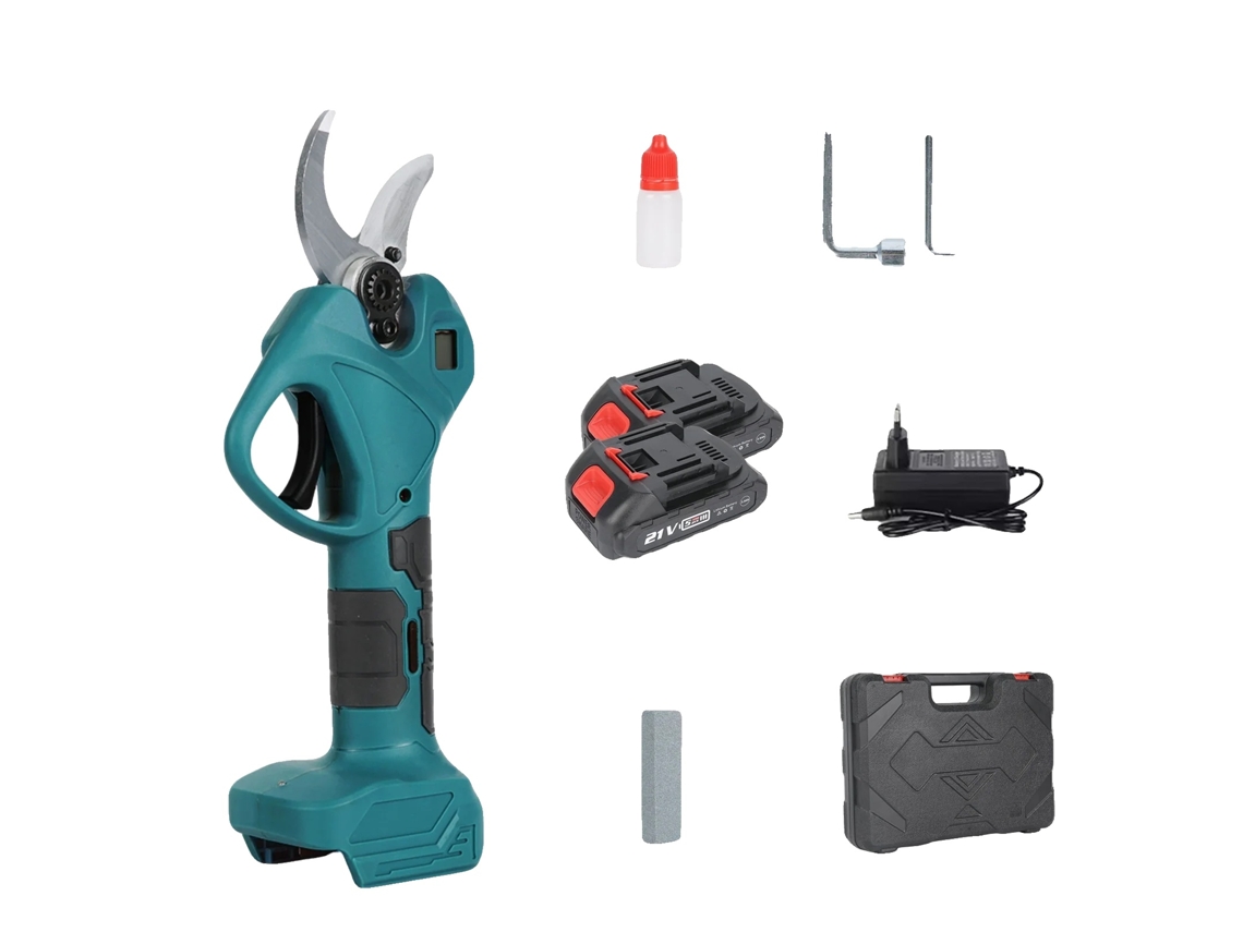 Tijeras eléctricas, motor sin escobillas, diseño ergonómico, con 2 baterías OEM.