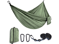 Hamaca sencilla Eifson con 51 correas y mosquetón, 270 x 140 cm (verde jungla, verde frijol)