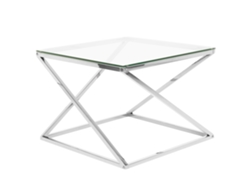 Mesa auxiliar BELIANI Beverly de Vidrio Plateado 60x60x45