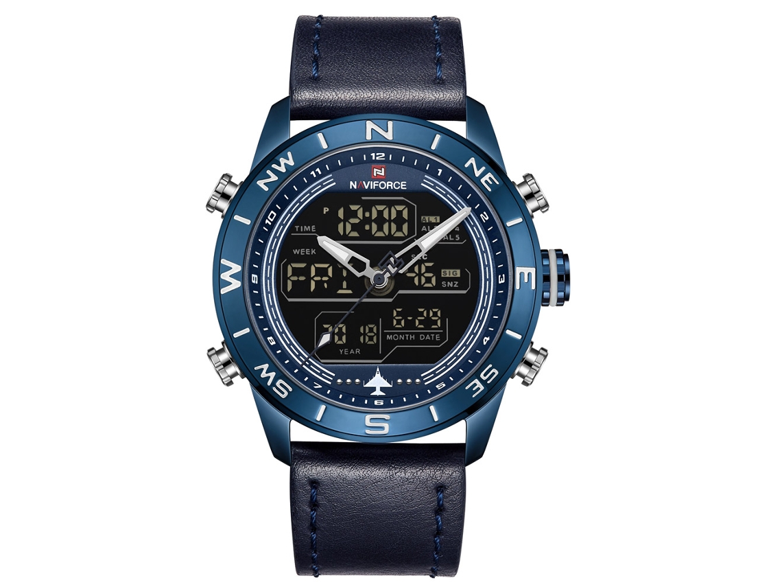 Reloj Electrónico Para Hombre Con Correa De Pu, Movimiento De Cuarzo, Resistente Al Agua Y Doble Movimiento.