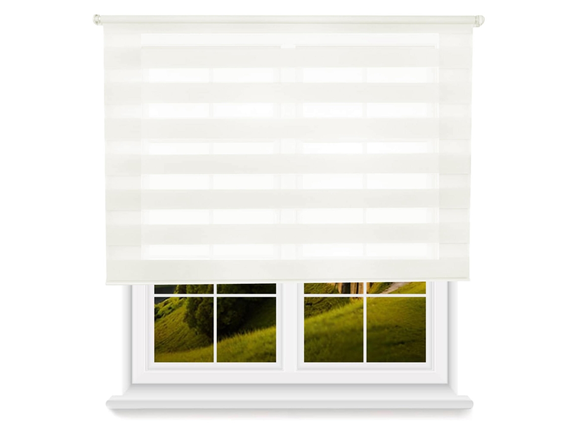 Estor enrollable Wellhome Noche/Día con cadena de PVC, 180 x 175 cm, color blanco roto