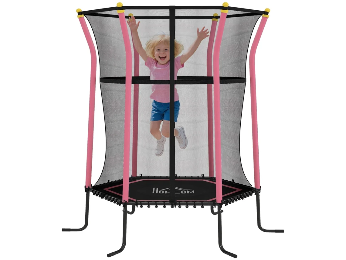 Cama Elástica Infantil De Ø163,5 Cm, Con Red De Seguridad Acolchada, Estructura De Acero Y Capacidad Para 50 Kg.