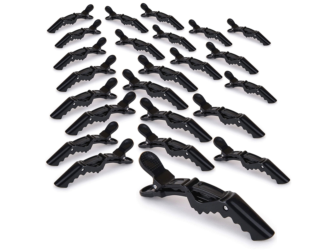 24 pinzas de plástico profesionales para el pelo para mujer con dientes grandes y revestimiento antideslizante para cabello grueso o fino.