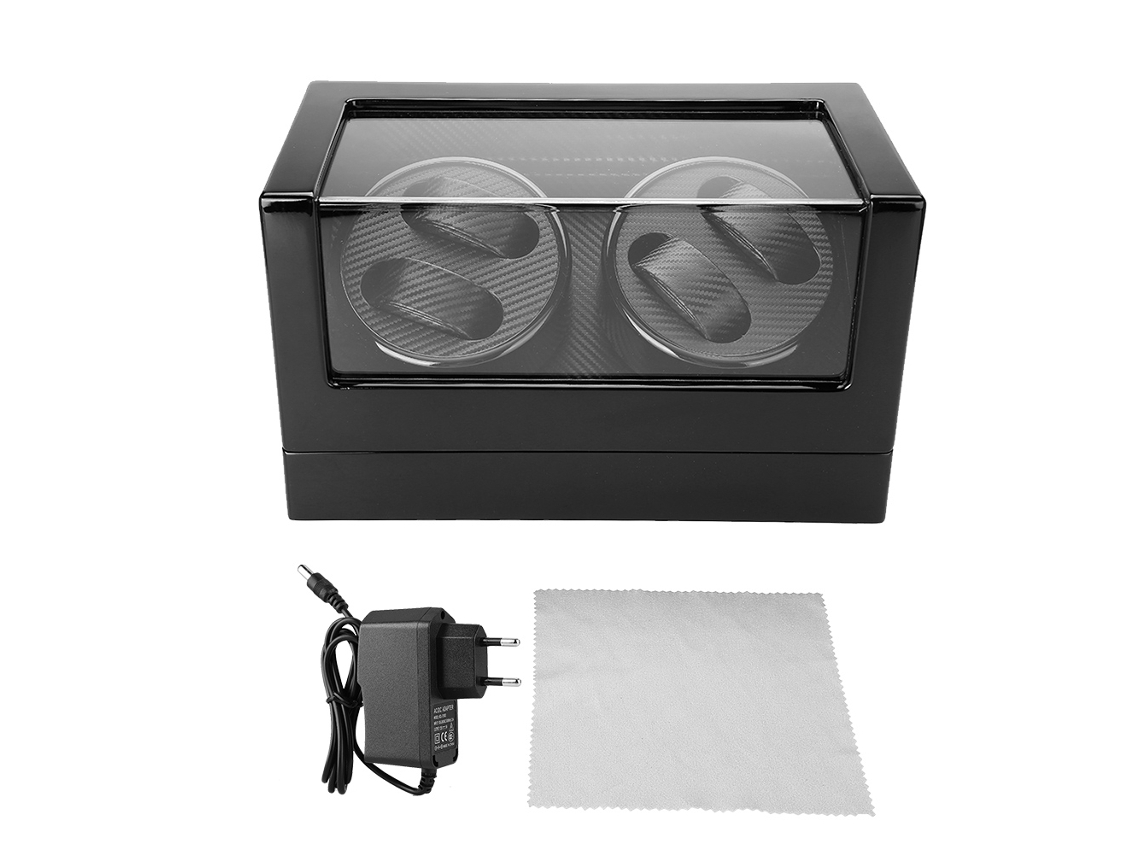 Enrollador automático para relojes con estuche para 4 relojes - Negro