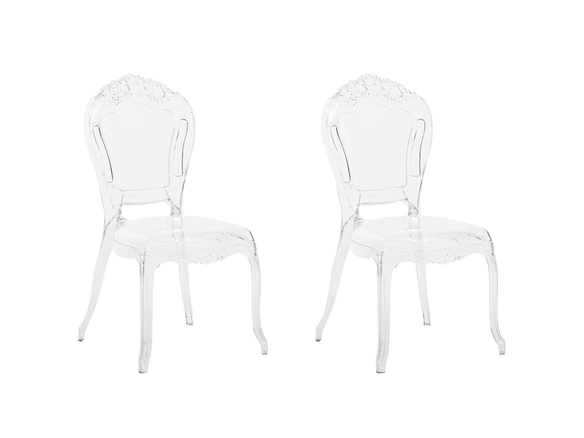 Conjunto de 2 cadeiras BELIANI Vermont de Policarbonato Transparente 52x52x98