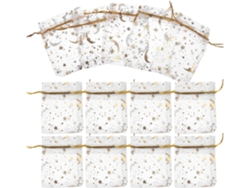 Bolsas Regalo Pequeñas Organza Dorada Cordón Juego 50 Diseños Estrellas Lunas Elegantes Almacenamiento Dulces