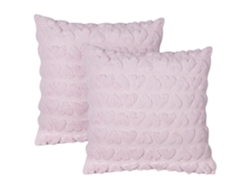 Juego de cojines con motivo de corazones BELIANI Astrantia de Poliéster Rosa 45x45x7