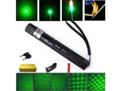 Puntero Láser Verde Ajustable Top Laser 303 De 200 Mw Con Filtro De Estrella Y Batería 18650 De 4000 Mah + Cargador