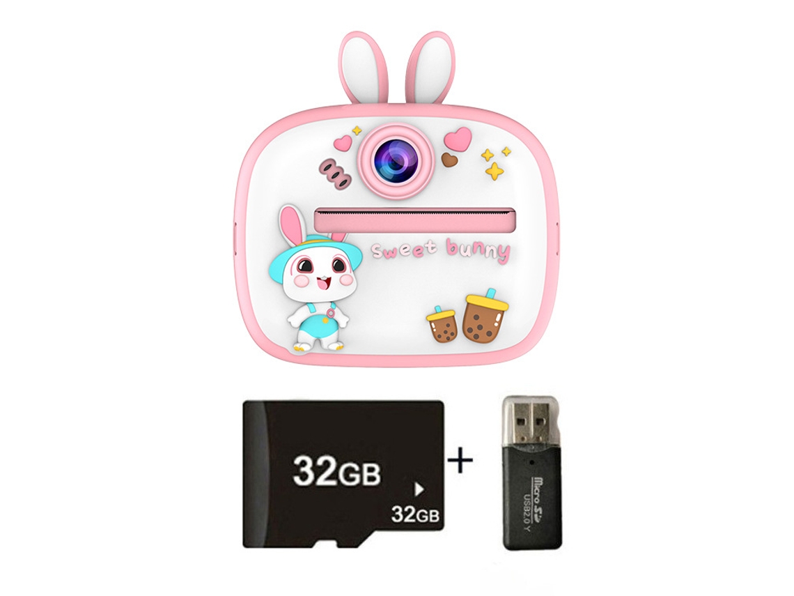 Siurn Hd 1080p Cámara Instantánea Conejo Rosa32glector De Tarjetas