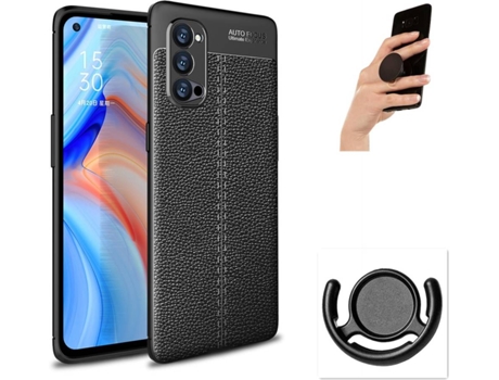 Carcasa, Soporte y Popsocket Oppo Reno4 Pro 5G Rugged Leather Negro