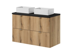 Mueble Lavabo Rectangular Newport 100 X 71 X 40 Cm Aspecto Roble/Negro [EN.CASA]