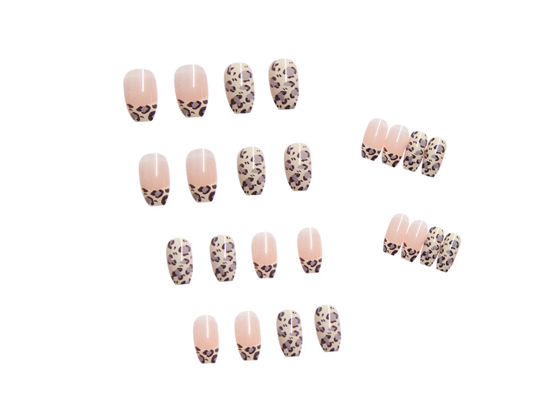 Uñas postizas para ocasiones especiales, uñas postizas con estampado de leopardo en varios tamaños y pegamento profesional para uñas, 24 piezas de materiales para decoración de uñas.