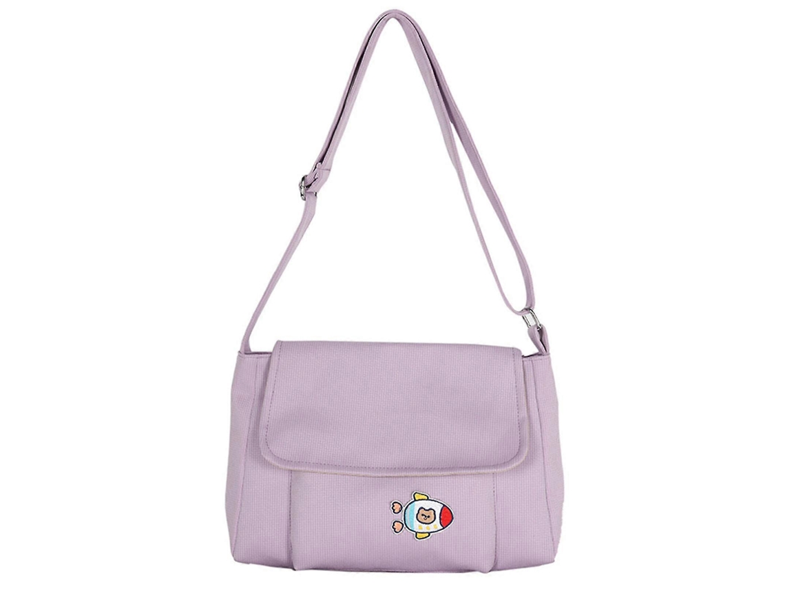 Bolsos cruzados de dibujos animados para mujer, bolsos de lona cuadrados, bolso de hombro morado Lalamoli