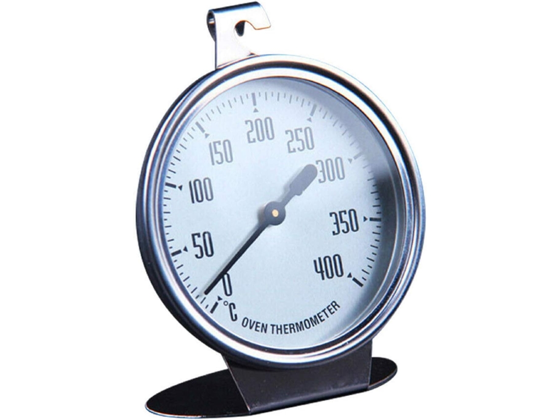 Termómetro de horno de dial grande, dispositivo mecánico de acero inoxidable con lente de vidrio protector para uso seguro en horno y parrilla, ideal