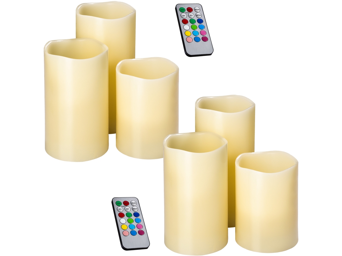 TECTAKE Set 2 Velas con Iluminación Led Y Cambio De Color