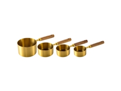 Juego de Tazas y Cucharas Medidoras de Acero Inoxidable con Mango de Madera de Acacia NEVEANCE
