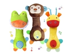 Ats-3 Piezas/set Juguetes De Sonajeros Suaves Para Bebés Con Sonidos Animales Juguetes De Desarrollo Temprano Regalo Para Recién Nacidos