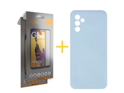 Pack 2 X Película De Vidrio Templado Full Funda Accetel Para Samsung Galaxy A05s 5g Silicona Líquida Azul Claro