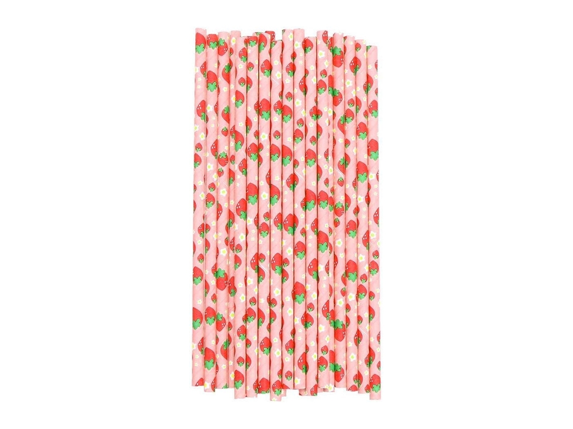 25 pajitas de papel desechables para fiestas (fresa oscura) MEOIRUERY