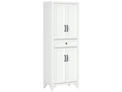 Aparador Alto De Cocina Con 4 Puertas, 2 Armarios Y 1 Cajón Central, 170 Cm De Altura, Con Estante Ajustable, Blanco.